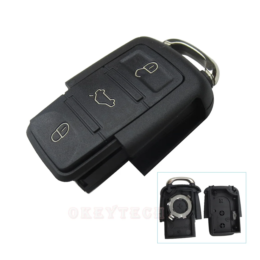 OkeyTech 2/3 Buttons Car Key Tail Replacement For VW Volkswagen Golf Skoda Passat QQ3 QQ6