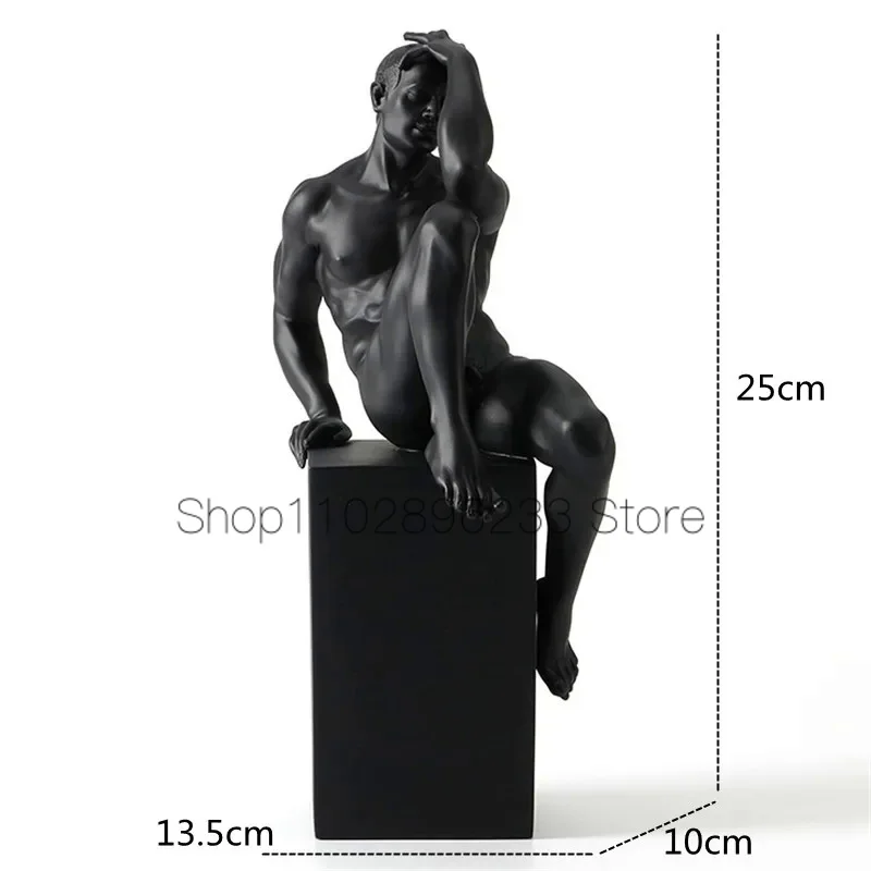 Imagem -06 - Figura Masculina Escultura Figurinhas Homem nu Criativo Artesanato Resina Home Decor Acessórios Modern Britbday Presente Preto nu