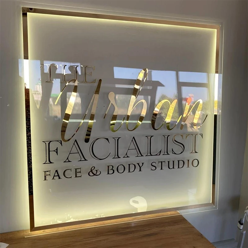 Custom Acrylic Business Sign LED Square Round Business Neon Lights Logo Sign Plaque Neon Circle Name 3D Company Shop Wall Art