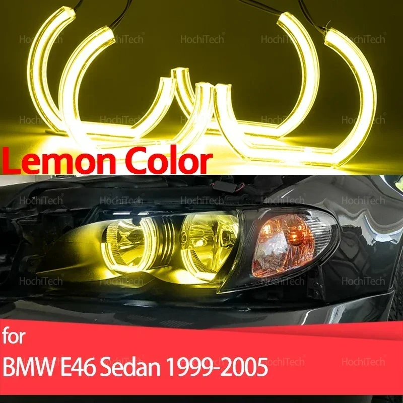 

For BMW 3 Series E46 Sedan 1999-2005 Halogen Headlight Day Light DRL Angel Eyes LED CSL Style Lemon Yellow Headlight Ring Kit