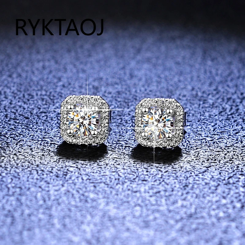 925 Sterling Silver CZ Diamond Stud Earrings Round Square Heart Halo Design Dainty Cubic Zirconia Earring Jewelry Gift for Women