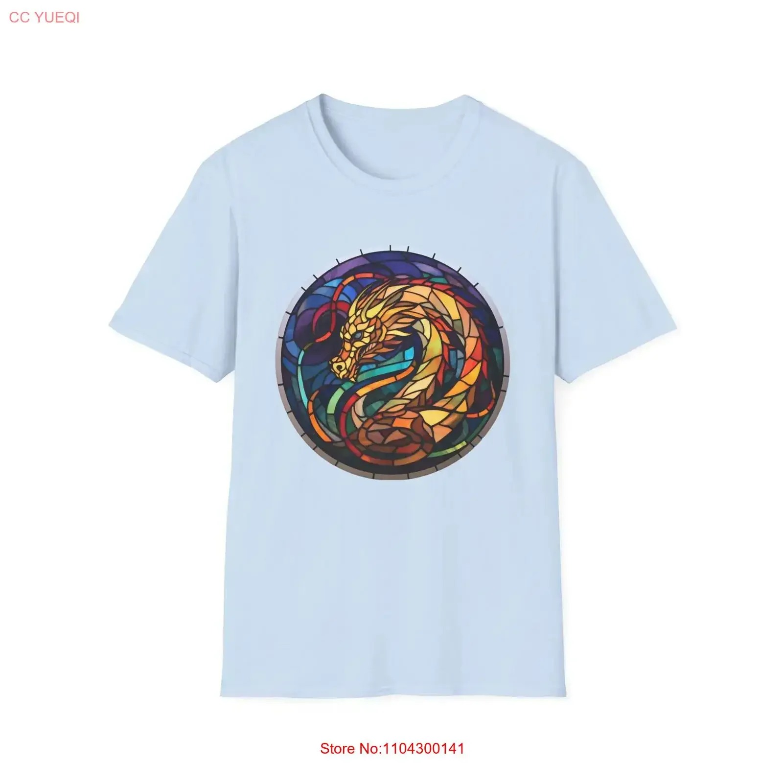 Stained Glass Dragon T Shirt Fantasy for vintage Washed streetwear fashion Unisex Soft designer clothes Breathable Stretched