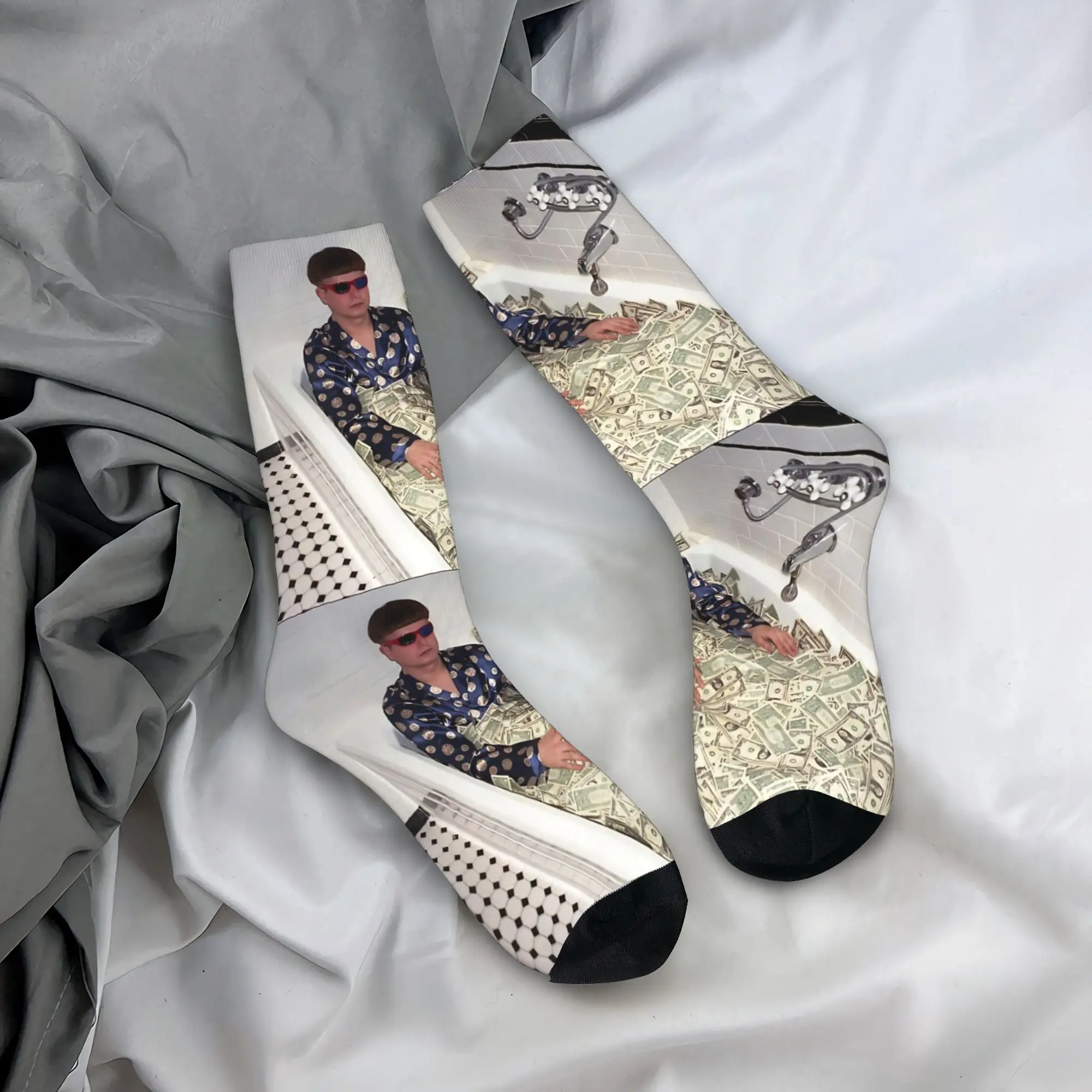 Autumn Winter Retro Unisex Oliver Tree Cash Bath Tub Meme Socks  Sweat Absorbing Basketball Socks