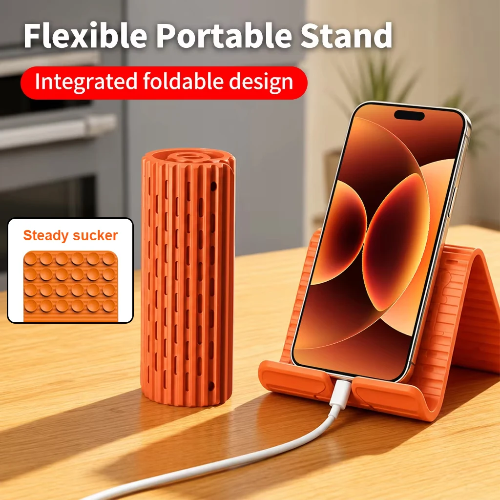 Cell Phone Bracket With Sucker On Wall Multi Angle Foldable Lazy Holder Portable Ultra Thin Flat Bracket For iPhone Samsung