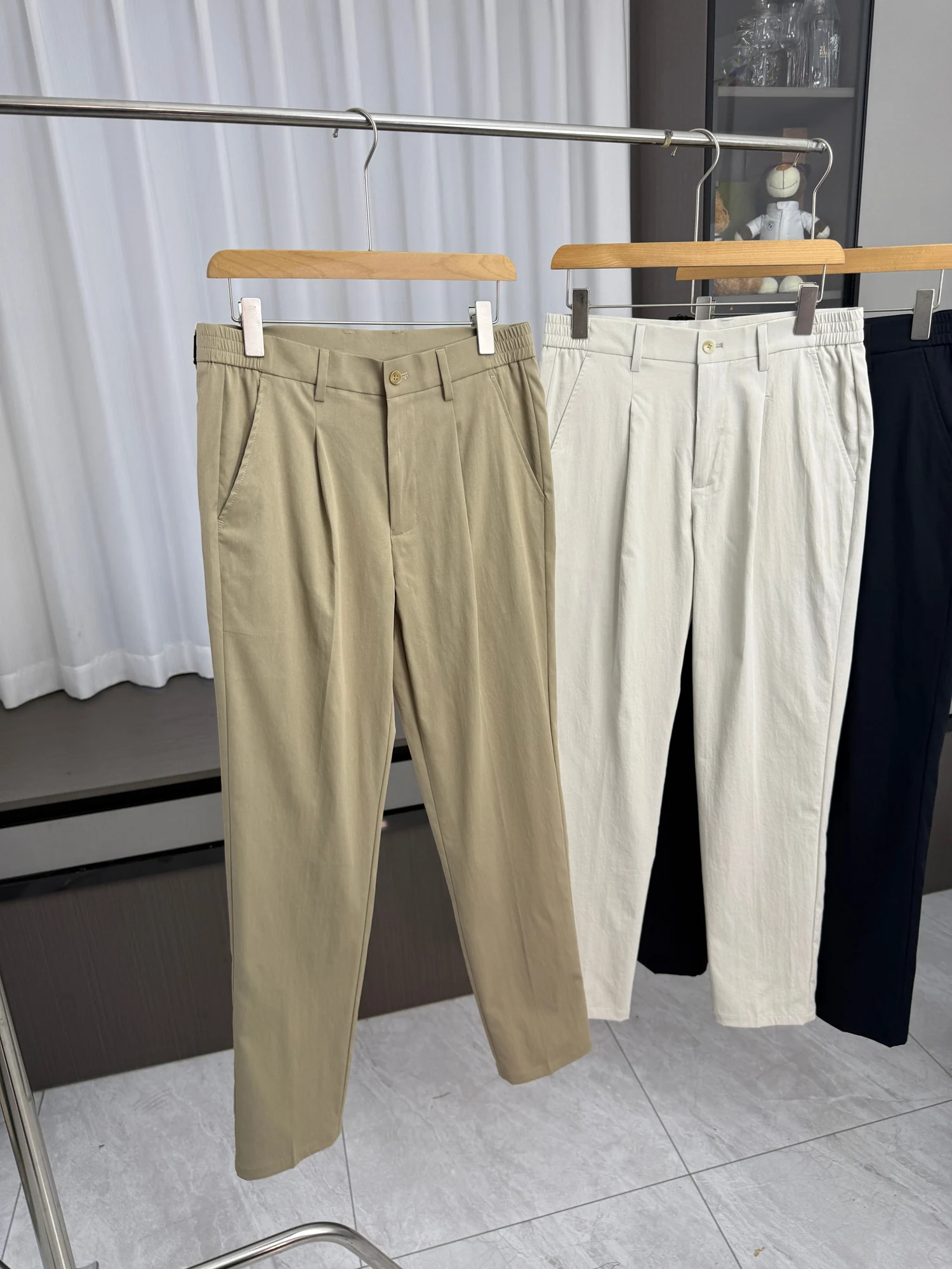 Quick Dry Breathable Men's Spring Summer Elastic Waist Comfortable Commuting Sport Casual Pants Youth Daily Fashion Trousers