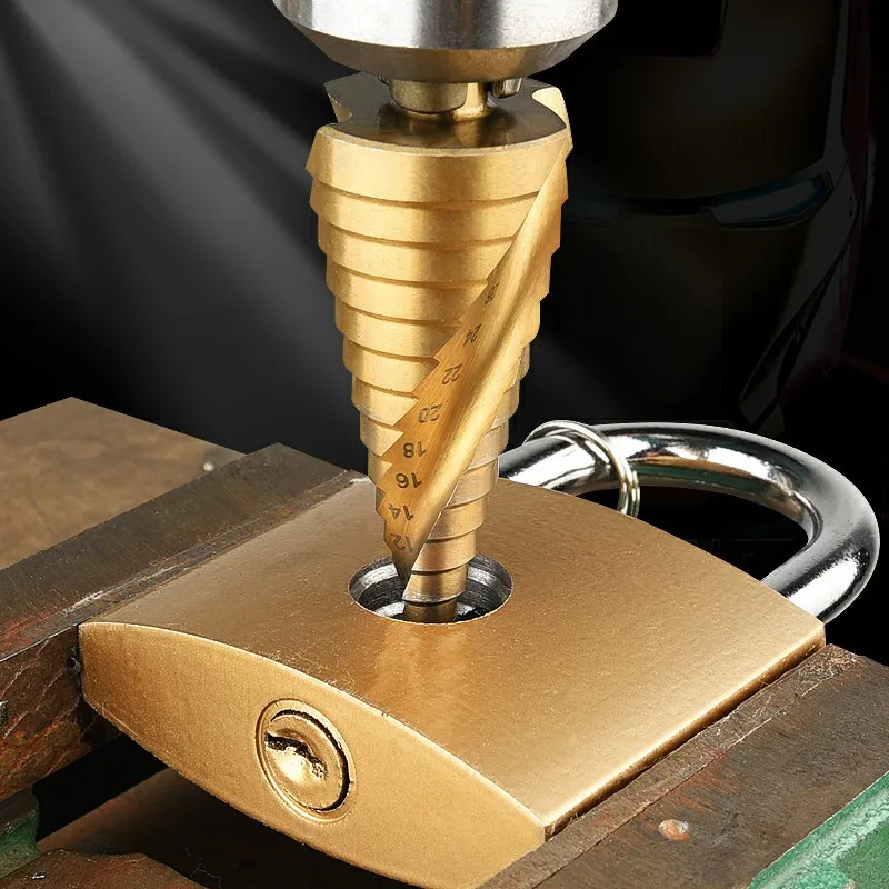 accessoires-d'outils-rotatifs-de-scie-cloche-en-metal-conique-perforateur-en-alliage-de-titane-de-haute-durete-jeu-de-forets-etage-a-poignee-triangulaire