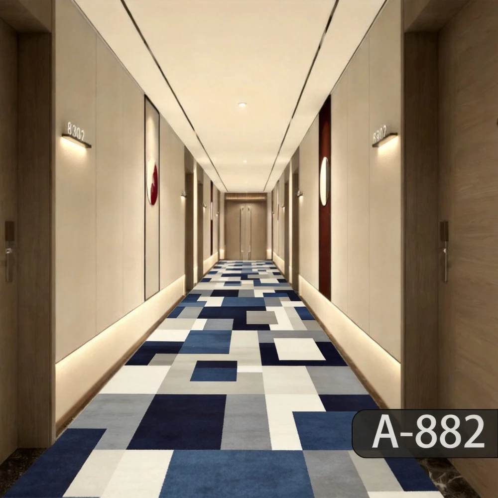 European Style Luxury Corridor Carpet Golden Stripes Decor Hotel Non-slip Runners Rugs Villa Stair Passageway Custom Long Mats