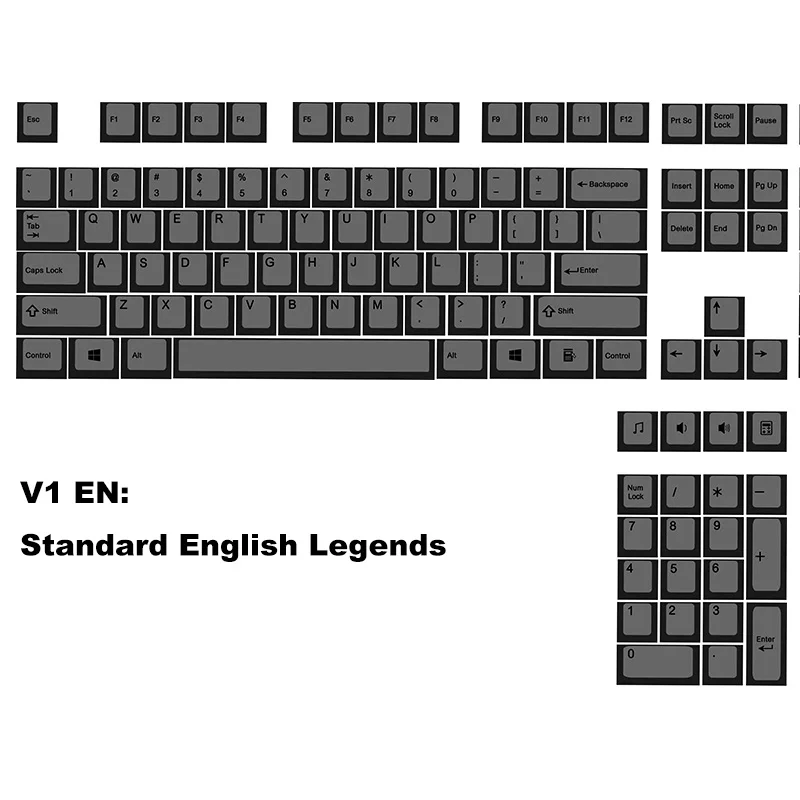 Jeu de capuchons de clavier personnalisés, pour clavier mécanique, noir carbone, Opaque Dark legend, profil OEM, PBT