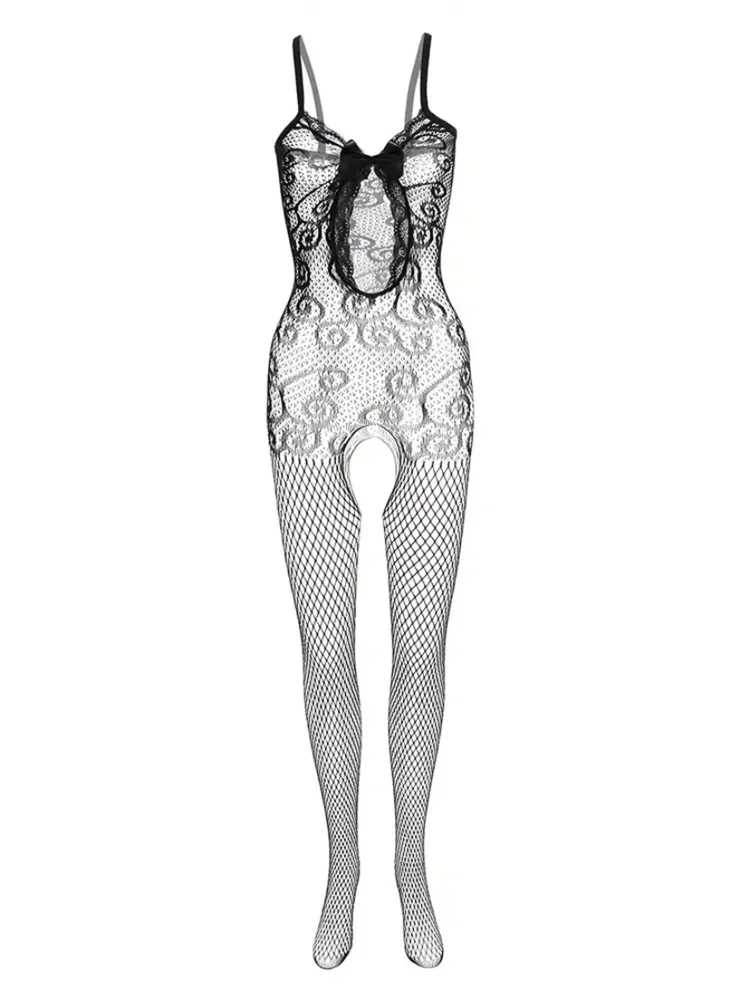 4 sets Sexy Fishnet Bodystocking with Open Crotch and Jacquard Design  Women\'s Lingerie and Underwear Erotic Costumes Catsuit SM