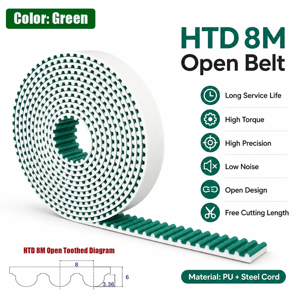 polyurethane-steel-core-htd-8m-open-belt-tooth-pitch-tooth-pitch-8mm-green-htd-8m-timing-belt-length-and-width-can-be-customized