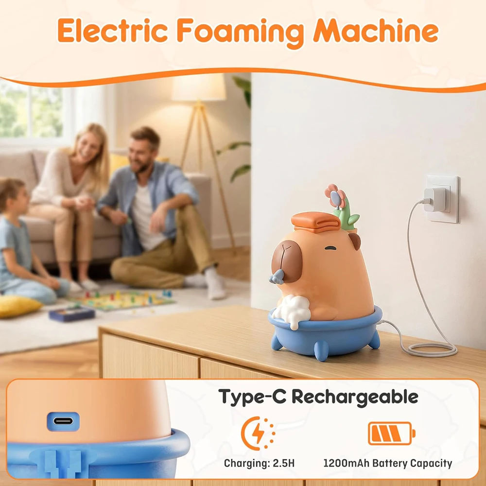 Capybara Hand Soap Dispenser, Automatic Touchless Foaming with Advanced Sensor, IP7 Waterproof, Portable Wall Mount Rechargeable