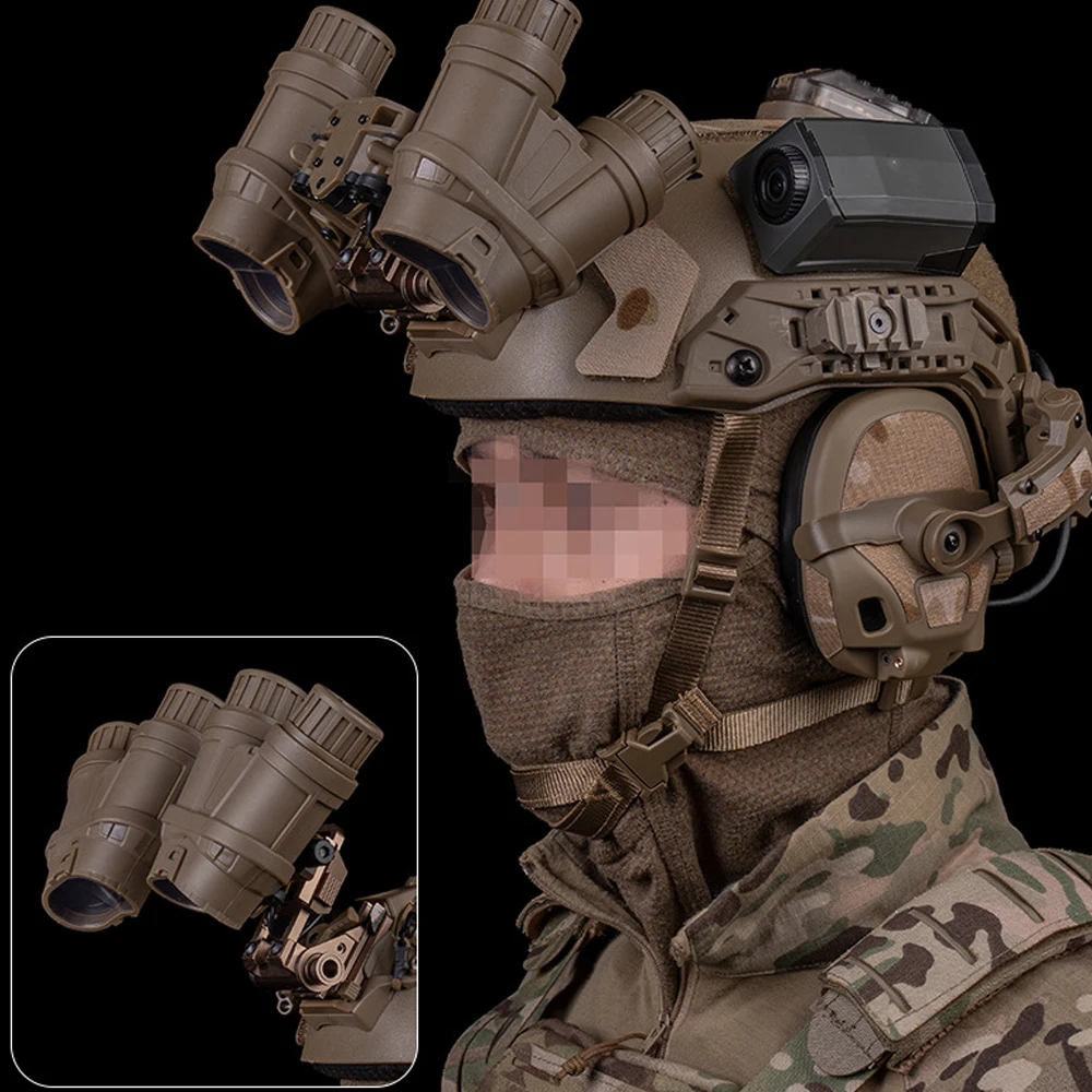 Airsoft FAST Helmet Tactical Folding Panoramic GPNVG 18 Night Vision Goggles Model Set with 2 in 1 GEN 6 Headset Camo Hook Patch - Image 2