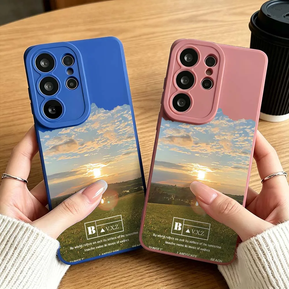 Sunset Cloud Field Light Phone Case For Samsung Galaxy S26 S25 S24 S23 S22 S21 S20 Ultra Plus A15 A35 A54 A55 Soft Cover