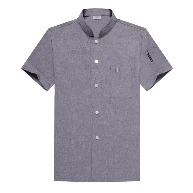 

New Chef Uniform Man Women Professional Kitchen Outfit Cook Clothes Short Sleeve Restaurant Chef Shirt Elastic Cotton Work Wear