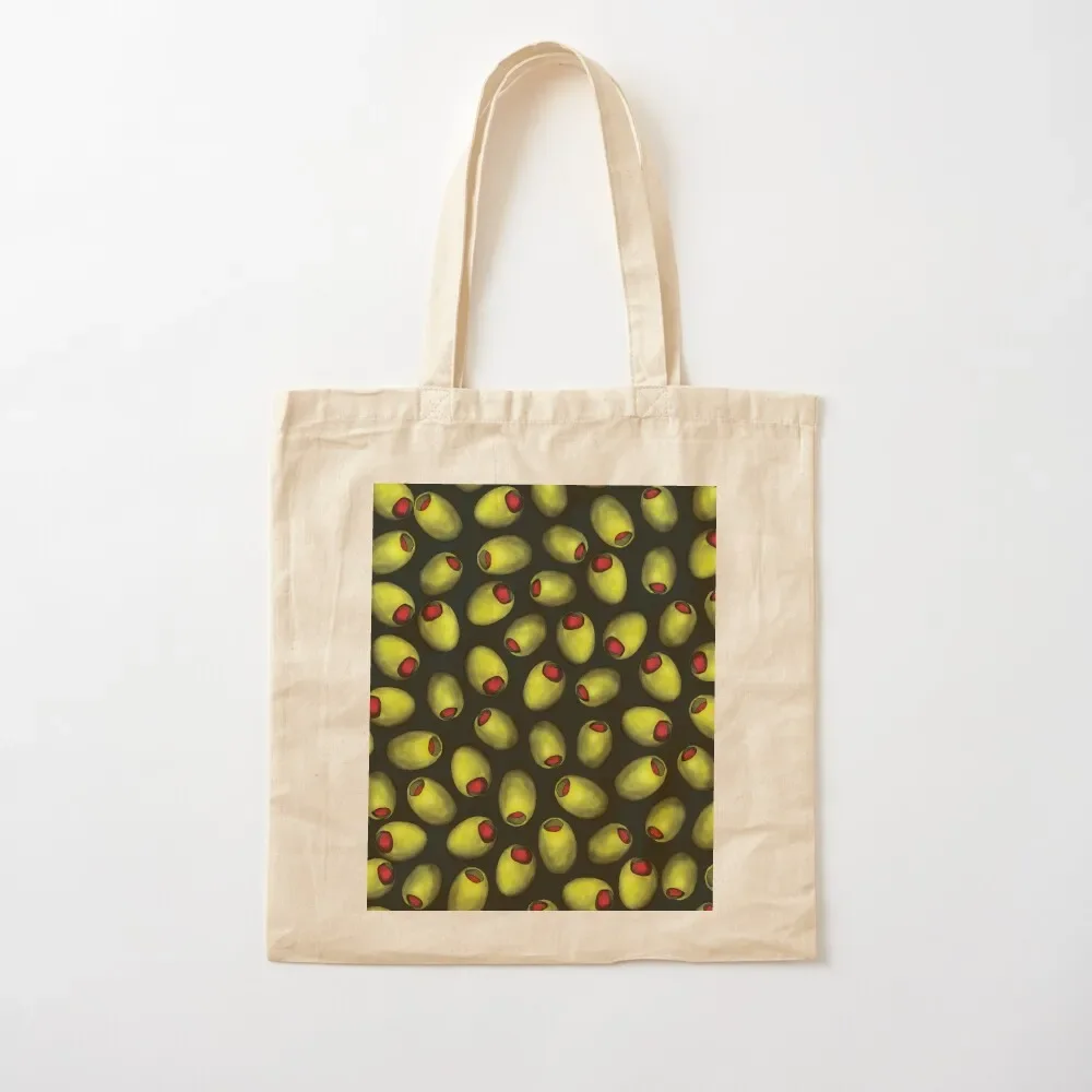 

Green Olives with Red Pimentos - Novelty Food Pattern Tote Bag shopping bags foldable canvas tote bag Bag