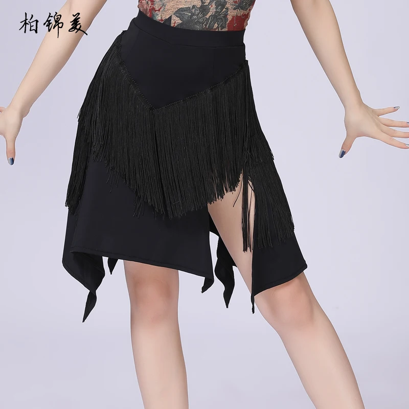 Latin dance skirt new female adult clothing half-length fringed skirt sexy competition practice irregular professional dance ski