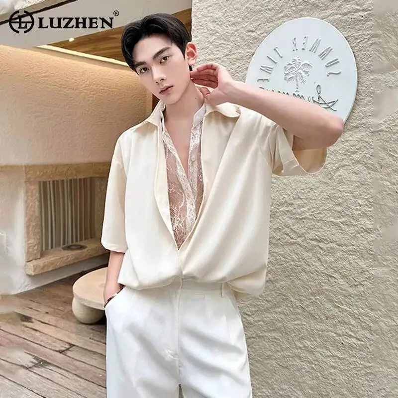 LUZHEN Piece Fake 2026 Layer Summer Two Original Design Double Short Sleeve Shirts Men's Fashion Personalized Casual Tops JY8069