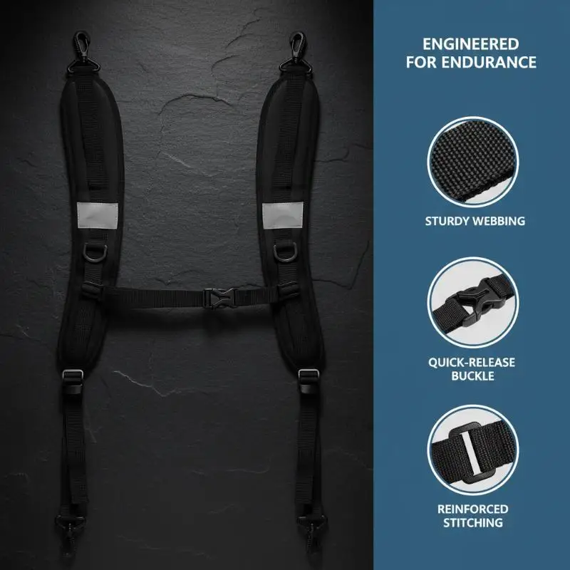 Adjustable Backpack Shoulder Straps With Reflective Strips And Anti Slip Chest Buckle For Hiking Commuting School Outdoor