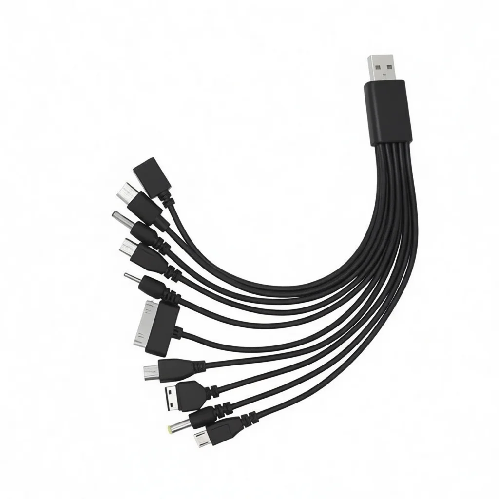 Compact Multi Charging Cable USB To Type C Adapter Power Supply Cord For Multiple Mobile Phone Device Stations