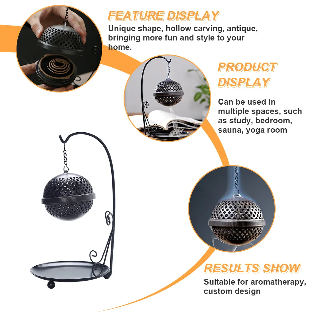 

Backflow Incense Burner Elegant Iron Metal Aromatherapy Ornament for Bedroom Study Yoga Room Incense Holder Decoration