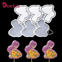 Easter Bunny Design Epoxy Lollipop Mold Diy Handmade Chocolate Silicone Mould Cake Decorating Tools Kitchen Fondant Bakeware