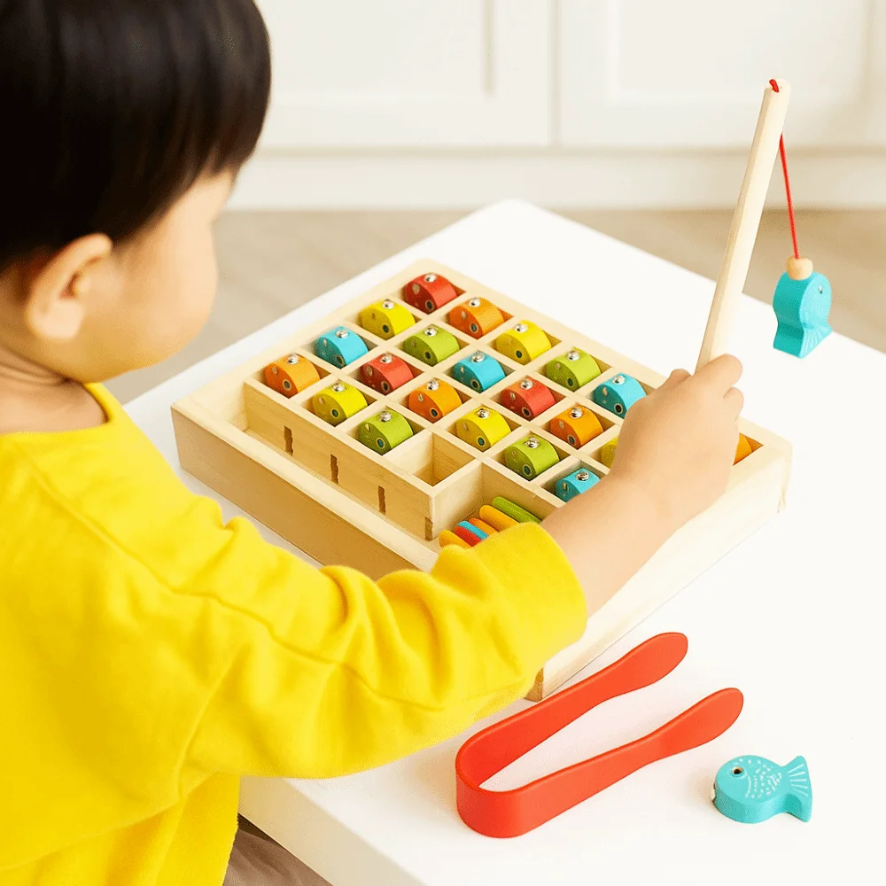 

With Numbered Wooden Magnetic Fishing Game Montessori Interactive Matching Board Game Multi-functional Early Education