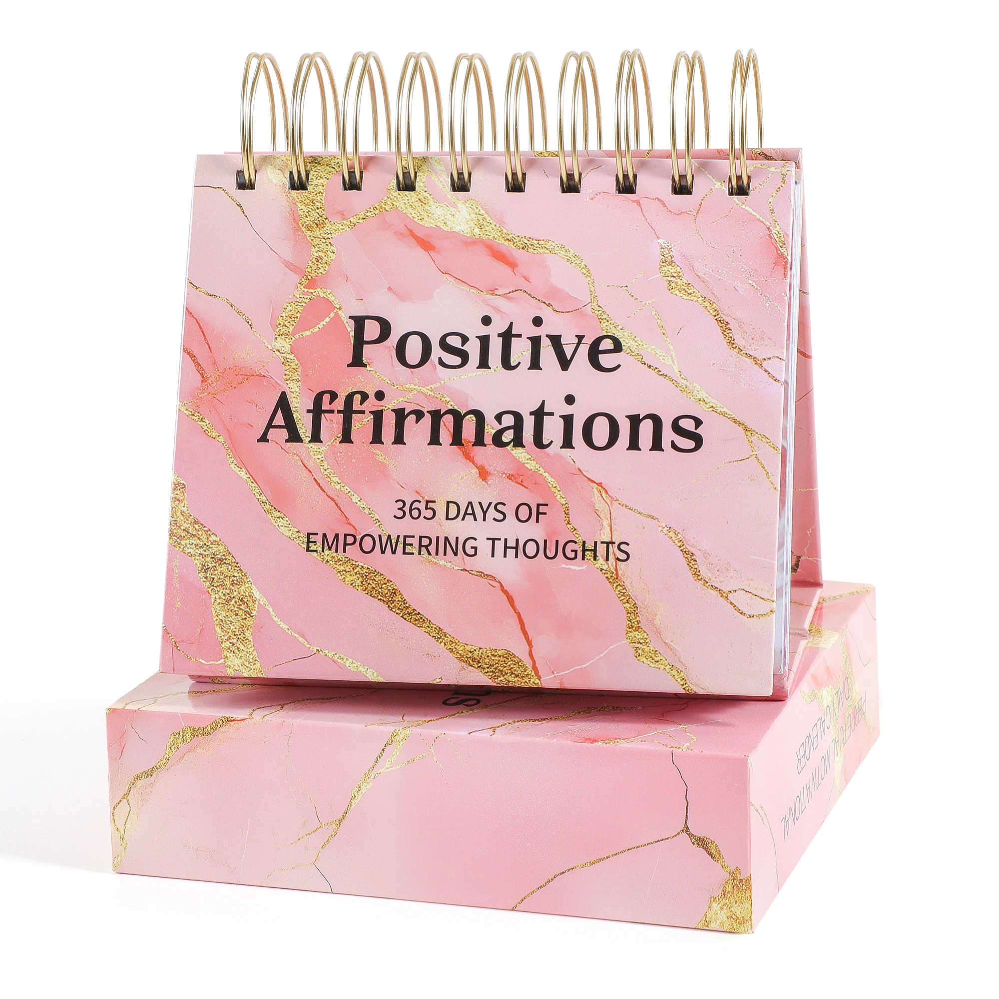 Calendrier de bureau quotidien avec citations inspirantes et or scintillant - Calendrier perpétuel motivant pour femmes