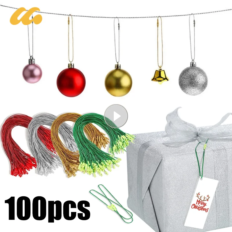 100pcs Christmas Rope Polyester String Thread Lanyard Line Xmas Tree Ball Ropes Hanging Pendant Ornament Tag Label Decoration