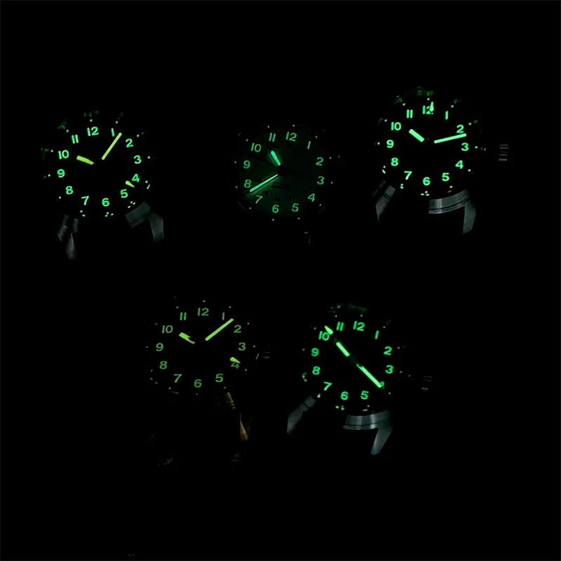 ساعة BLIGER باللون الأخضر الزيتوني للرجال 36mm39mm ساعة الطيار من الفولاذ المقاوم للصدأ NH35 زجاج الياقوت الأوتوماتيكي 10 ATM أخضر مضيء