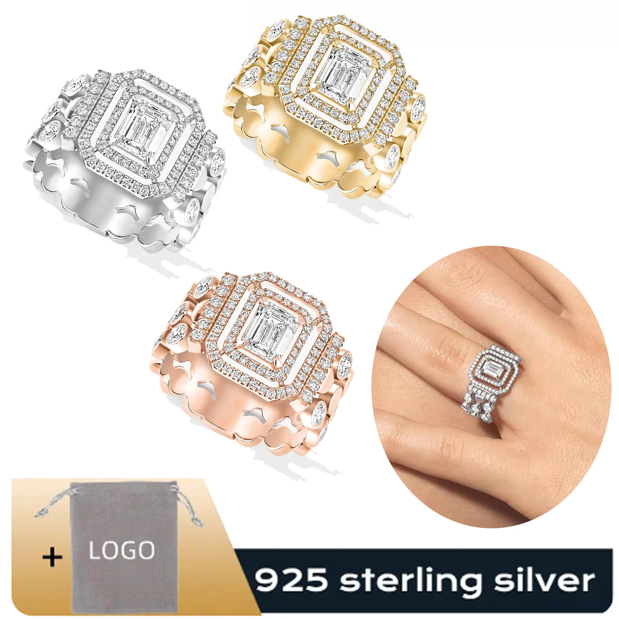 

Advanced Light Luxury Messik - Style Pure Silver S925 Elegant D-VIBES Series Exquisite Multi Circle Diamond Set Ring