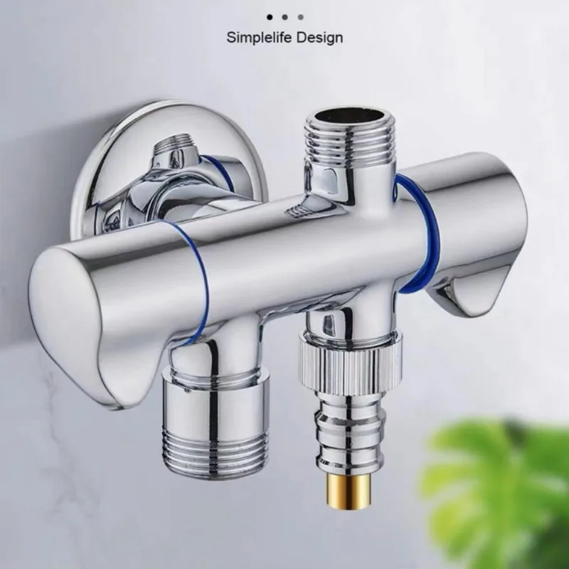 Válvula de ángulo de salida uno en tres, válvula de distribución de agua de inodoro Dual, válvula triangular, grifo de lavadora