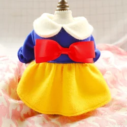 1PC Pet Clothes Cat Autumn and Winter Thickened Doll Collar Red Yellow Blue Princess Dress Suitable for Small and Medium Dogs