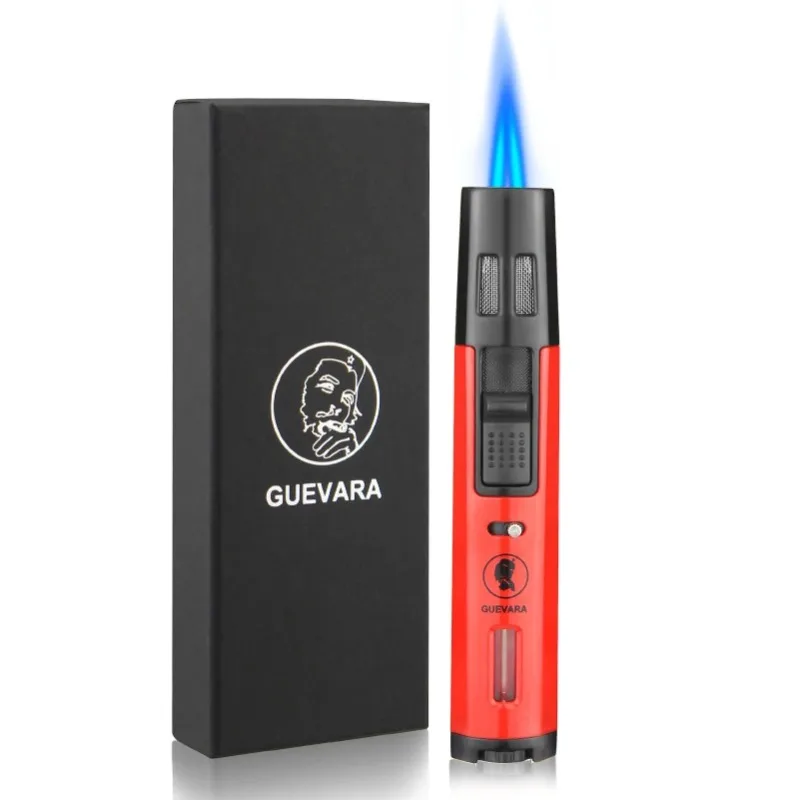 GUEVARA  2 Jet Blue Flame Torch Cigar Lighter Butane Lighters Refillable Protable Windproof Wedding Party Souvenir Man Gifts