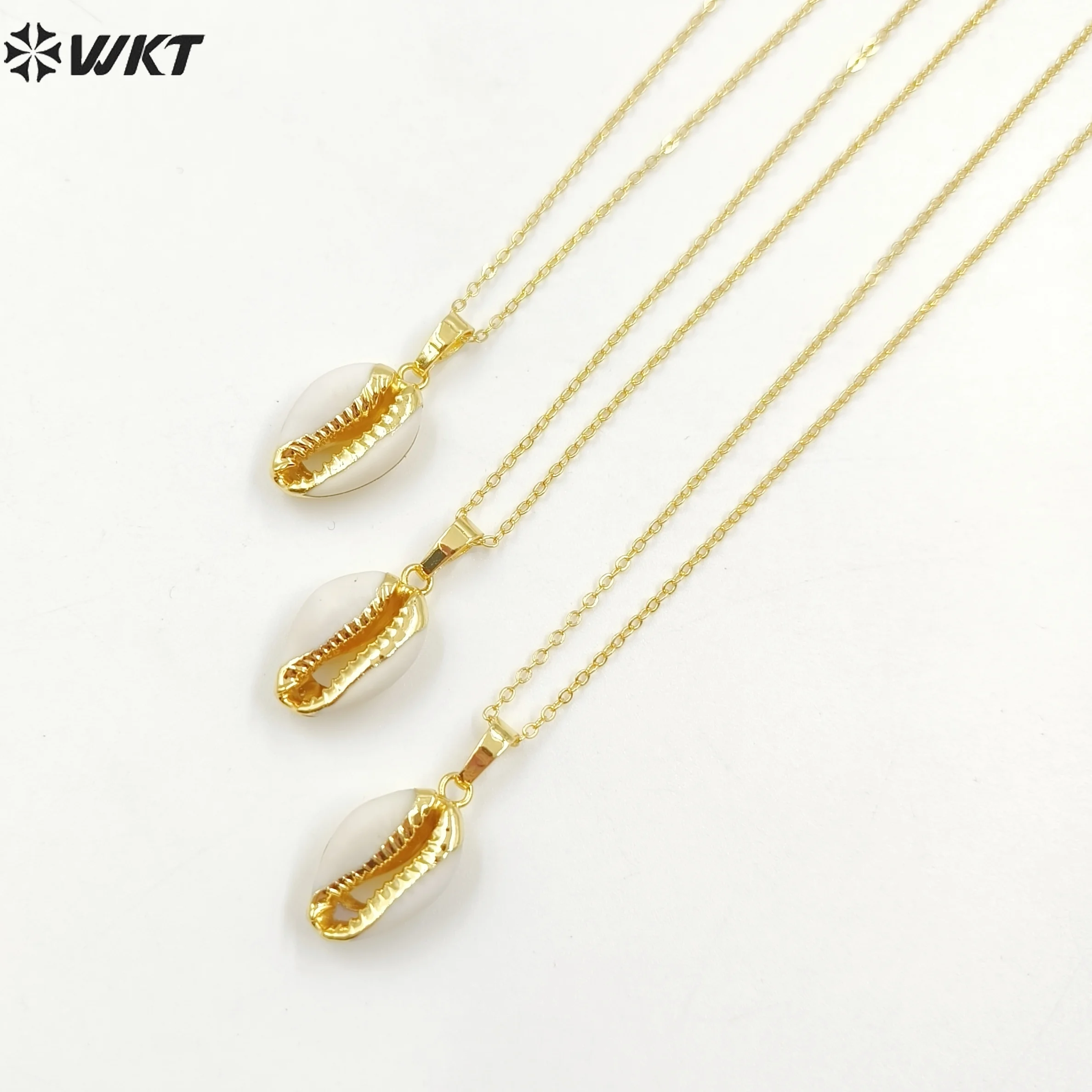 WT-N493 Lovely And Beautiful Natural Cowrie White Shell 18k Gold Plated Can Be Adjustable Necklace For Women Daily Accessories