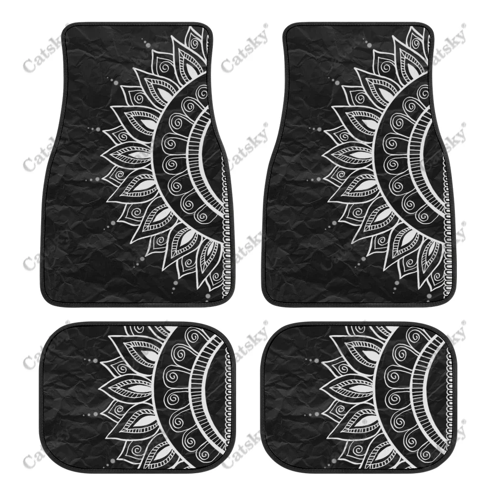 

mandala Car Floor Mats 4 Piece Set Interior Accessories Dirt Resistant Printed Front/Rear Car Carpet