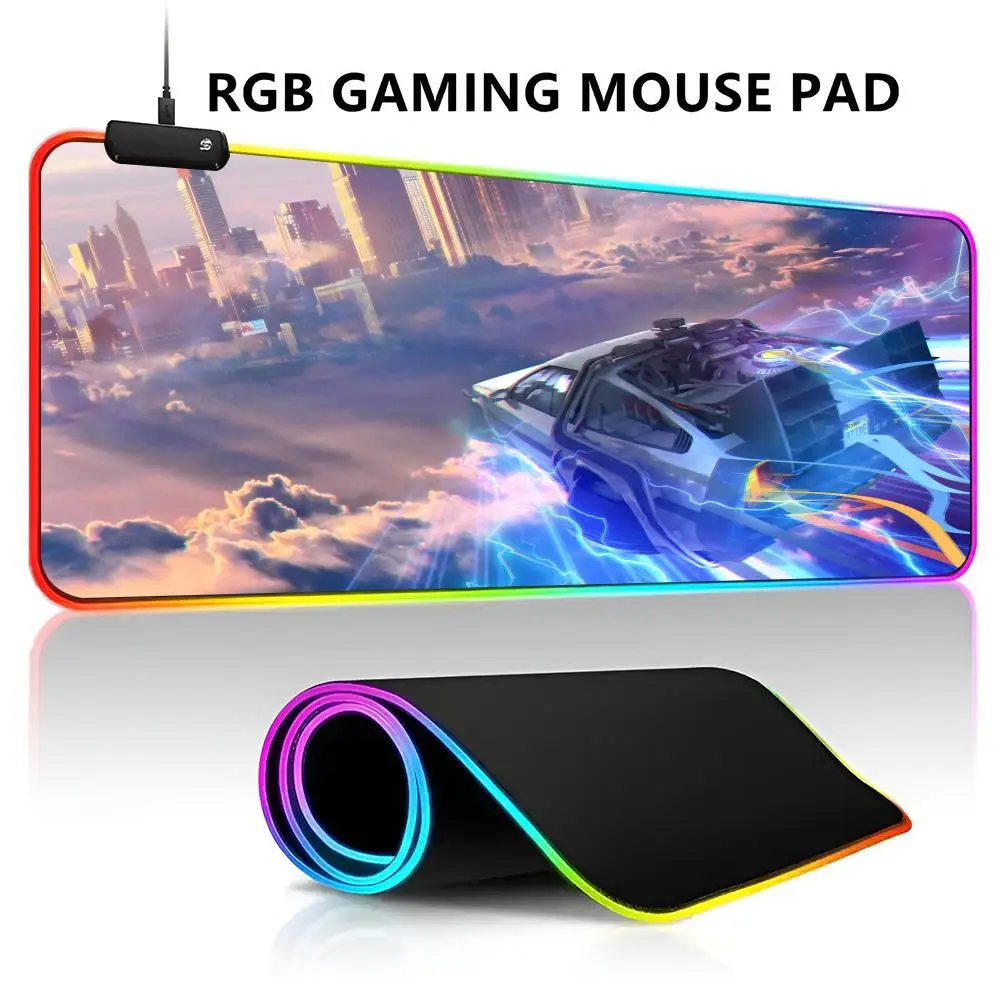 Back To The F-Future RGB LED Light Gaming Mousepad Waterproof Large Gamer Mouse Carpet Big Mause Keyboard Pad PC Desk Play Mat w