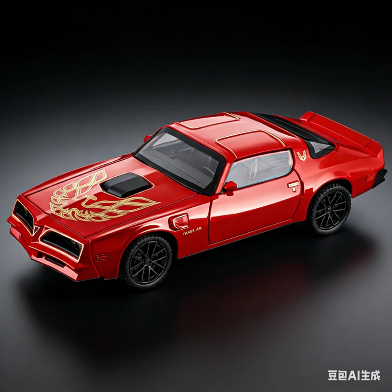 

Модель-украшение в стиле ретро 1:32: Классический спортивный автомобиль Firebird с имитацией звука и света, инерционная машинка для коллекции