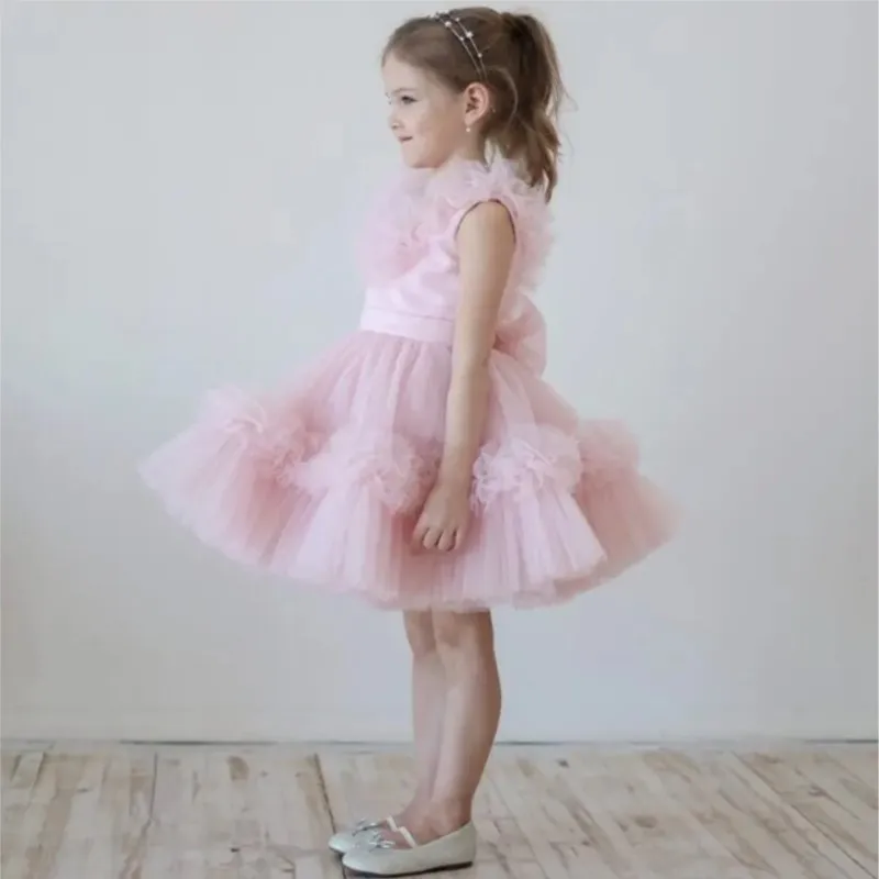 Baby Girl Princess Layered Tutu Dress Sleeveless Teens Child Ruffled Vestido Party Wedding Pageant Birthday Baby Clothes 8-12Y