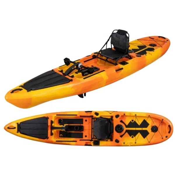 

LSF 13ft 3.96M HDPE Pedal Kayak One-Seating PVC Non-Inflatable Fishing Boat with Accessory Single Paddler 4m Length