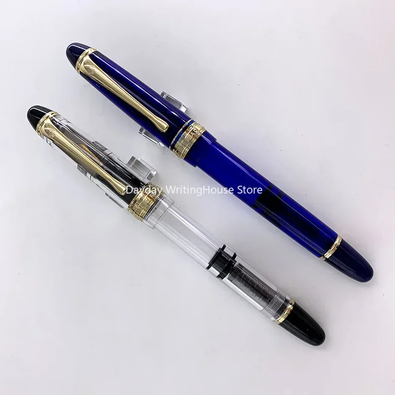 Yongsheng 699 Suave Vacuum enchimento Fountain Pen com caixa, Caneta de presente do escritório, Transparente, Seção Sólida, EF, F, M, Nib, Acrílico