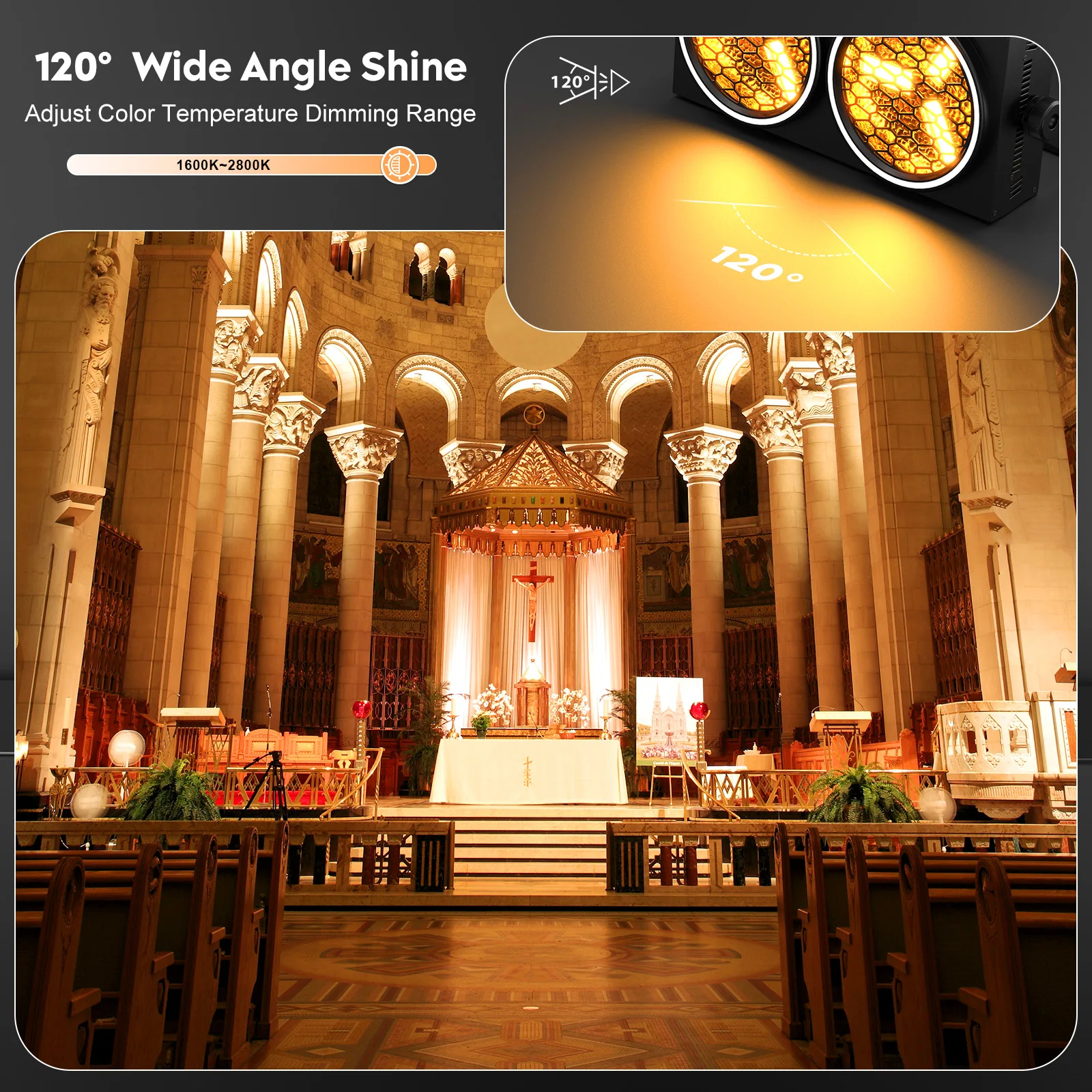 Fieryzeal 2PCS 200W LED COB Audience Light 2 Eyes Blinder Light 6x30W Strobe Stage Light con strisce RGB DMX512 Retro Par Light