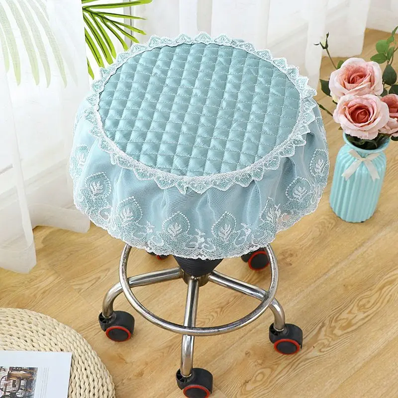 Household Small Round Stool Pads Cover Rural Style Lace Anti-slip Round Stool Cushion Four Seasons Universal Round Chair Cushion