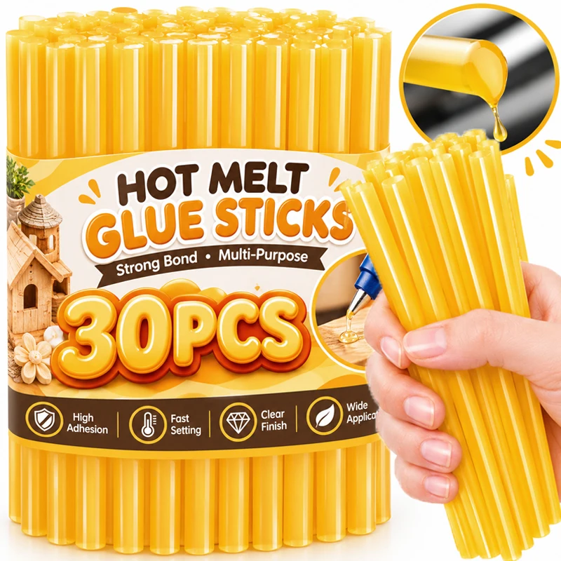 30/1pcs Yellow Translucent Hot Melt Glue Sticks Strong Adhesive Glue Stick High Viscosity Handmade DIY Craft Repair Kits Tools