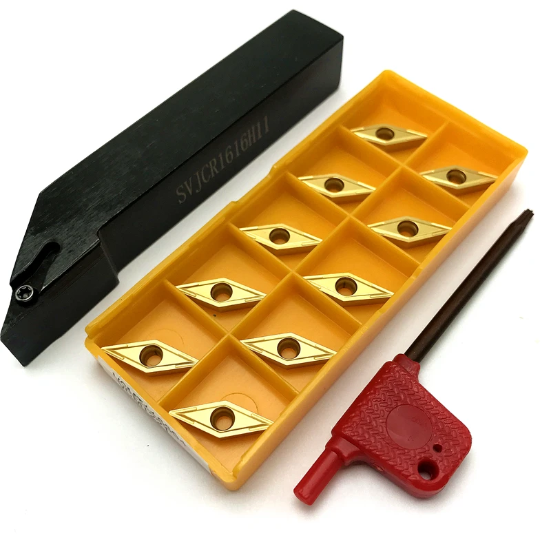 

+ 10 шт. карбидных вставок VCMT110304, держатель для внешнего токарного инструмента SVJCR1010H11 SVJCR1212H11 SVJCR1616H11 SVJCR2020K11 SVJCR2525M11