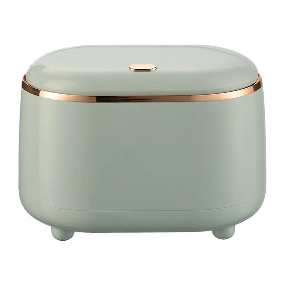 Stylish Press Type Lid Mini Trash Can Plastic Oval Shape Desktop Garbage Bin Countertop Waste Basket Bathroom