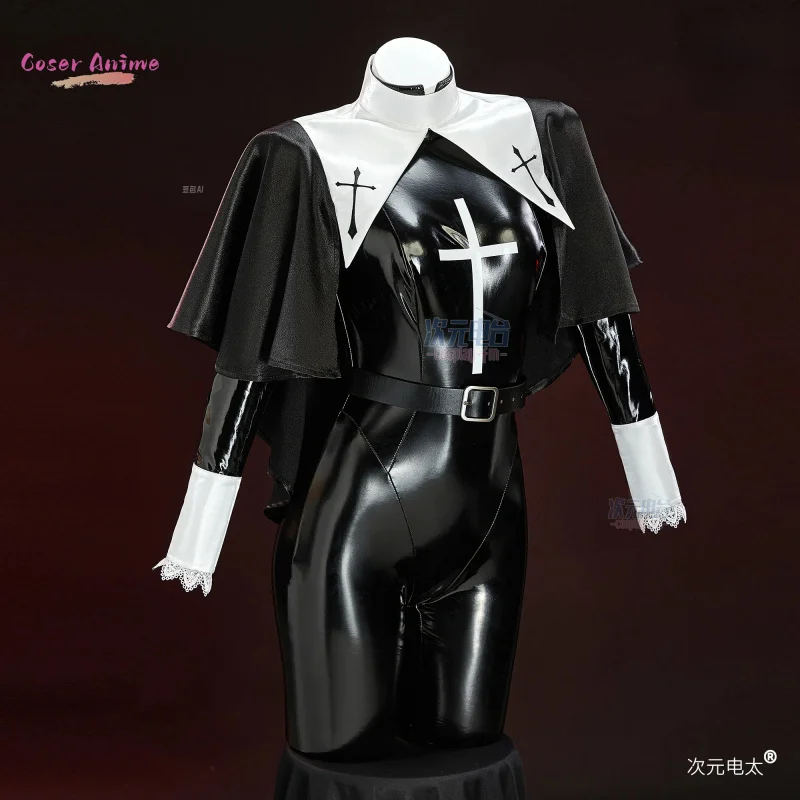 

Nun Black Leather Tights PU Costume Halloween Cosplay Full Set