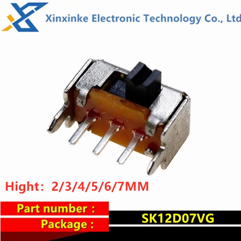 

100PCS SK12D07 Two-position Toggle Switch 1P2T Side Switch SK12D07VG 2/3/4/5/6MM Side Switch 7MM