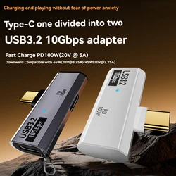 USB C 10Gbps Data Transfer Headphone and Charger 2in1 Adapter Type-C Splitter with PD 100W Fast Charging for Laptop Mobile Phone