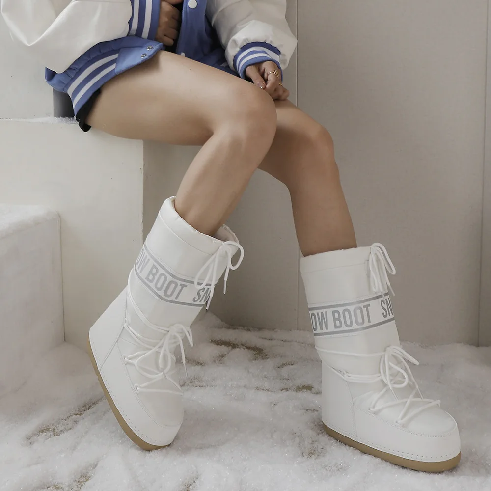Winter Boots Women Snow Boots Mid-calf Cold-proof Antiskid Thicken Plush Waterproof Thick Platform Space Ski Boots Size 35-43 view 5