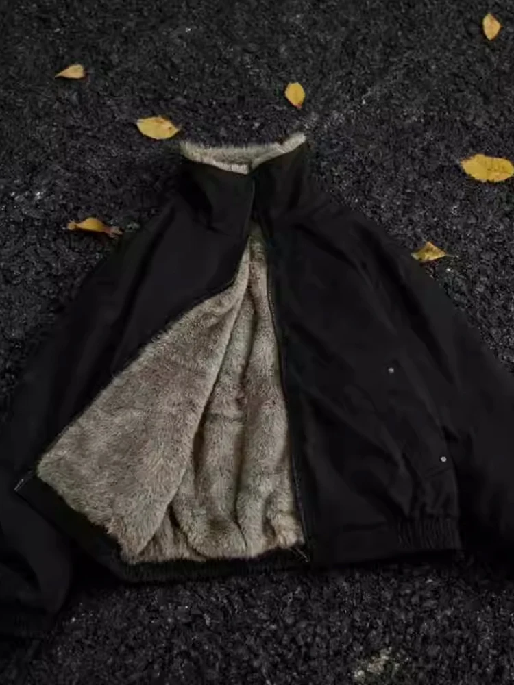 

Мужская двусторонняя одежда, хлопковое пальто с горным орлом, зимнее холщовое пальто с застежкой-молнией на подкладке, тяжелое пальто на молнии